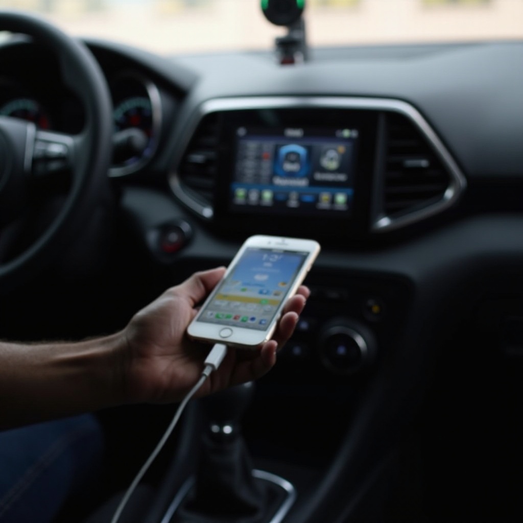 wie man das Fahrzeug mit dem Telefon über ein Kabel verbindet